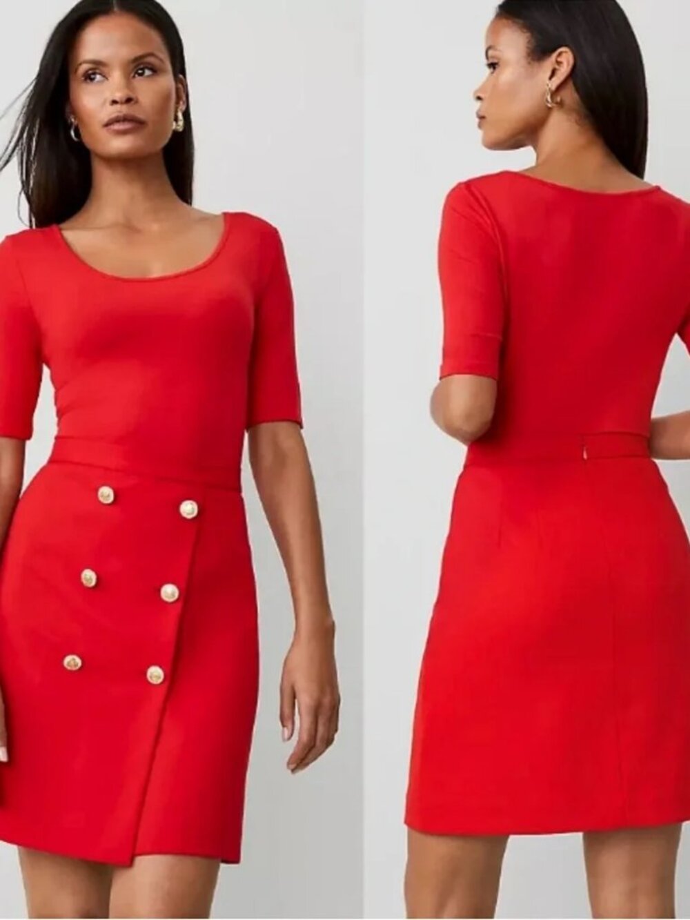 NWT Ann Taylor Button Embellished A-Line Wrap Skirt Cherry Red Sz 4